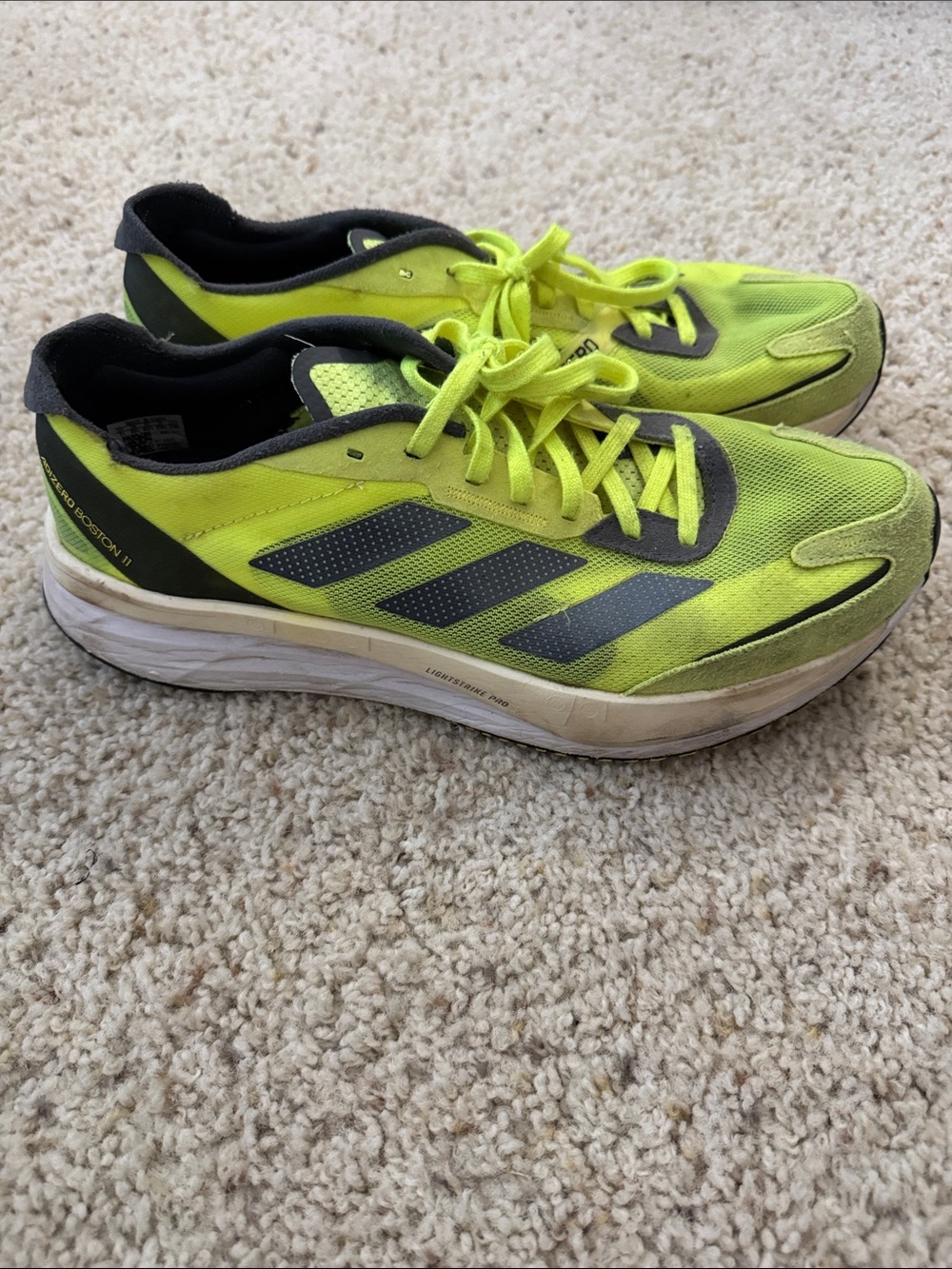 Addidas Adizero Boston 11- Solar Yellow colorway